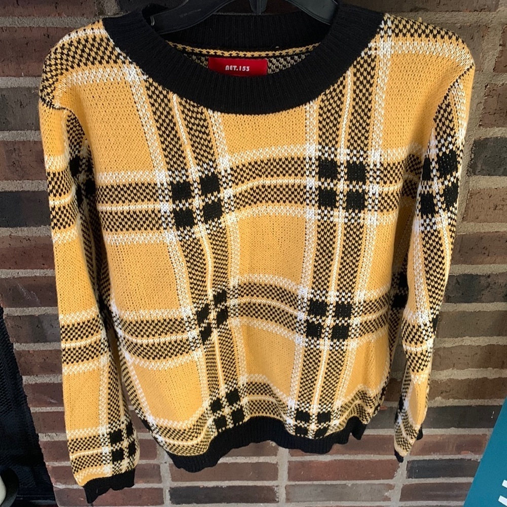 Women’s net.153 crew Sweater, Size M/L, Yellow/Black
